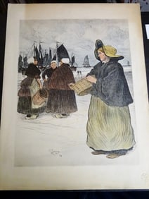 RARE HAND-COLOURED LITHOGRAPH "THE SARDINIÈRES" L BOURGEX
