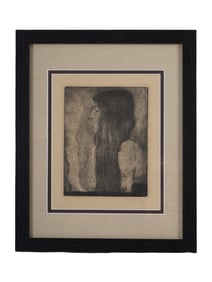 AFTER GUSTAV KLIMT AUSTRIAN ETCHING WOMAN IN PROFILE