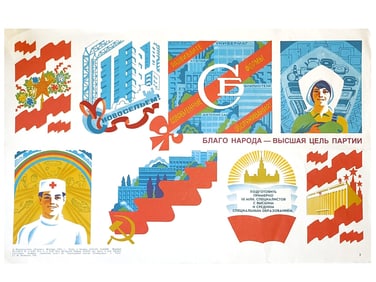 RUSSIAN SOVIET USSR PROPAGANDA POSTER 1980S