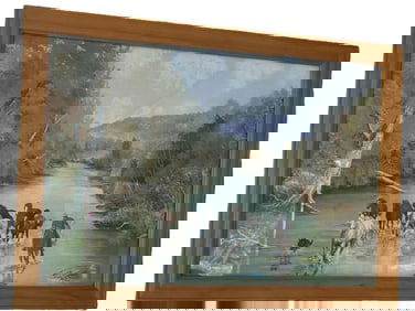 BOB RUSSELL (AUSTRALIAN) PAINTING OIL ON BOARD -HORSES