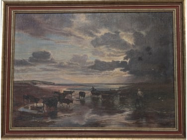OIL PAINTING-“AFTER SAMUEL BOUGH- CATTLE CROSSING SOLWAY