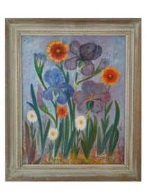 ATTR TO DAVID BURLIUK RUSSIAN STILL LIFE OIL PAINTING