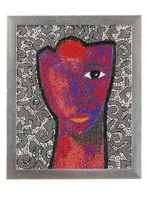 LANRE BURAIMOH NIGERIAN BEADS ACRYLIC PAINTING W COA