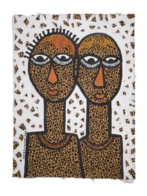 LANRE BURAIMOH NIGERIAN PAINTING ON FABRIC W COA