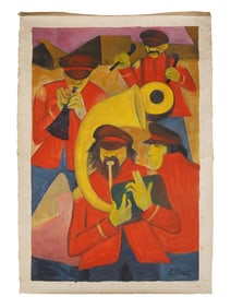 INDIAN SCHOOL OIL PAINTING SIGNED KRISHEN KHANNA