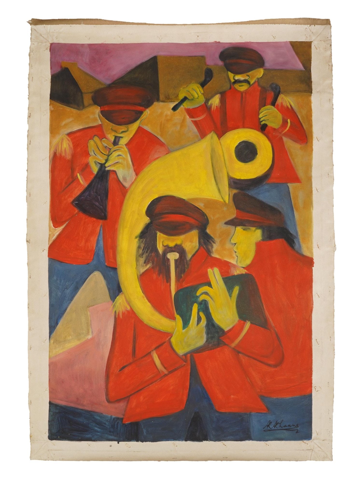 INDIAN SCHOOL OIL PAINTING SIGNED KRISHEN KHANNA (1 of 4)