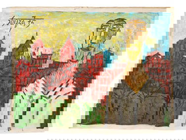 SIGNED F N SOUZA INDIAN OIL PAINTING