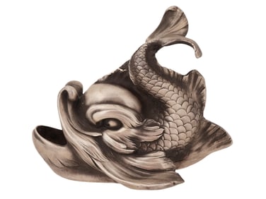 RUSSIAN SOLID SILVER FIGURAL DOLPHIN CAVIAR BOWL