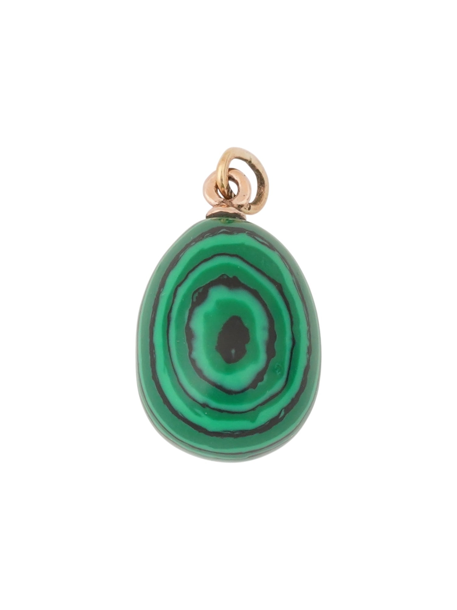 RUSSIAN 14K GOLD CARVED MALACHITE EASTER EGG PENDANT (1 of 6)