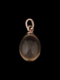 RUSSIAN GOLD CARVED SMOKY QUARTZ EASTER EGG PENDANT