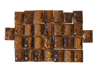 COLLECTION OF PORTRAIT CARVED TIGERS EYE CAMEOS