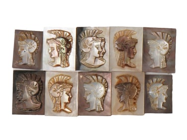 COLLECTION OF ROMAN PORTRAIT HAND CARVED SHELL CAMEO