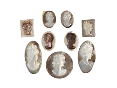 COLLECTION OF PORTRAIT HAND CARVED SHELL CAMEO