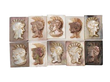 COLLECTION OF ROMAN PORTRAIT HAND CARVED SHELL CAMEO