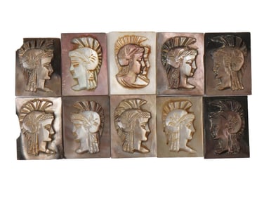 ANTIQUE VINTAGE GRECO ROMAN PROFILE CARVED SHELL CAMEOS