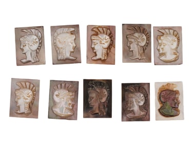 COLLECTION OF ROMAN PORTRAIT CARVED SHELL CAMEOS