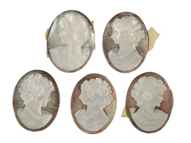 COLLECTION OF PORTRAIT HAND CARVED SHELL CAMEO