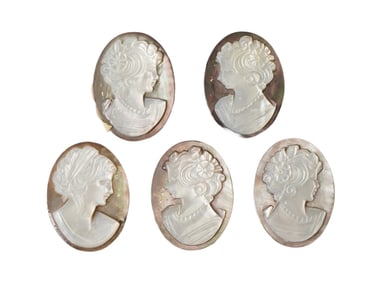COLLECTION OF PORTRAIT HAND CARVED SHELL CAMEO