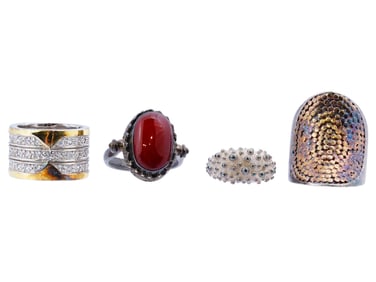 LOT OF FOUR VINTAGE STERLING SILVER RINGS