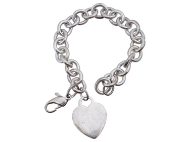 VTG TIFFANY AND CO STERLING SILVER HEART BRACELET