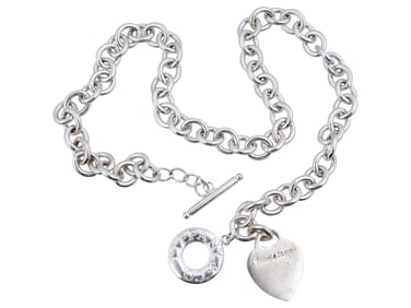 TIFFANY AND CO STERLING SILVER HEART CHAIN NECKLACE