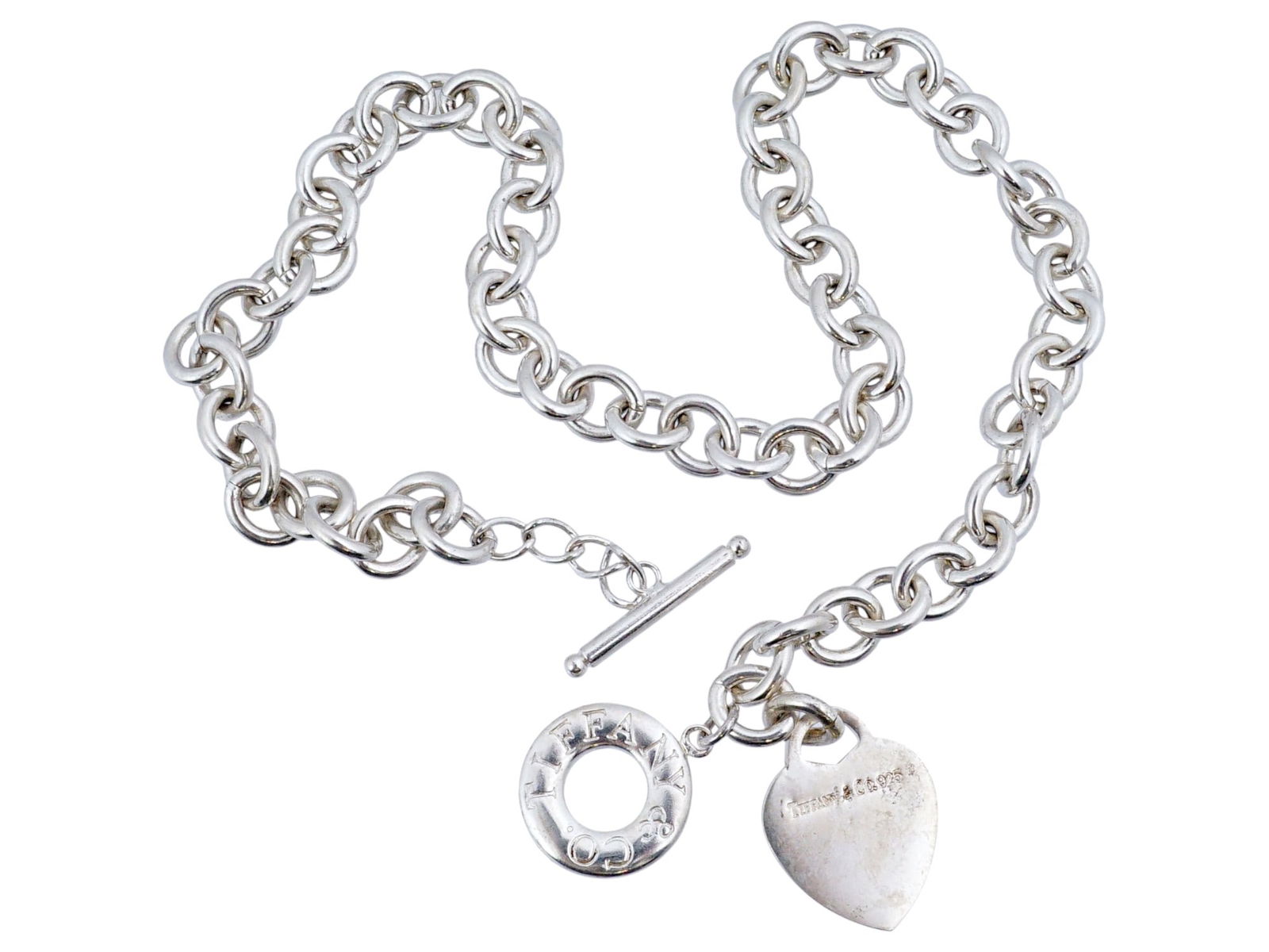 TIFFANY AND CO STERLING SILVER HEART CHAIN NECKLACE (1 of 7)