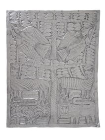 TOYIN FOLORUNSO HAMMERED ALUMINUM RELIEF ARTWORK