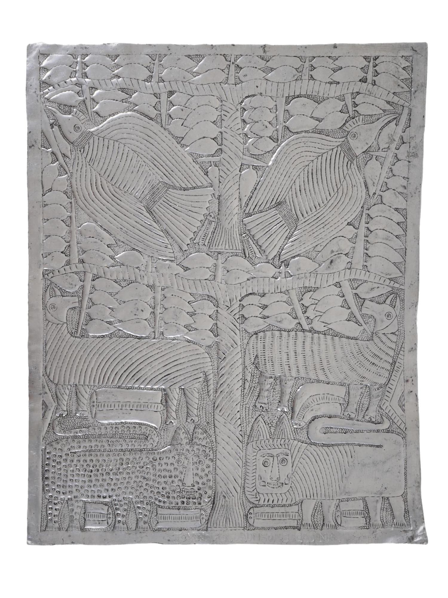 TOYIN FOLORUNSO HAMMERED ALUMINUM RELIEF ARTWORK (1 of 3)