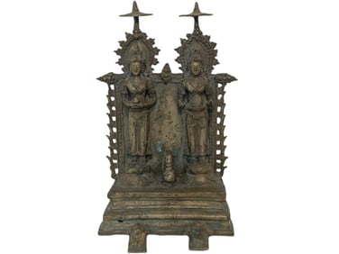 BRONZE DOUBLE FIGURE SHRINE NEPAL, 17TH CENTURY