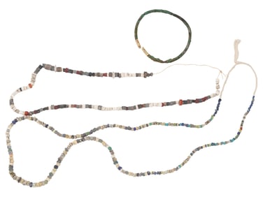 GROUP OF ANCIENT GOLD BRONZE GLASS STEATITE ARTIFACTS