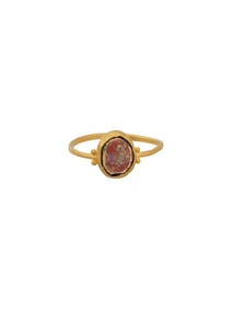 ANCIENT ROMAN EMPIRE GOLD RING W GLASS CABOCHON