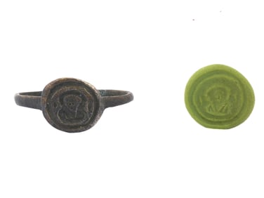 ANCIENT JESUS CHRIST BYZANTINE BRONZE RING 300-600 AD