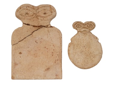 PAIR OF ANCIENT NEAR EASTERN STONE EYE IDOLS