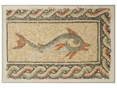 ANCIENT GRECO ROMAN MOSAIC OF DOLPHIN 200 BC TO 100 AD