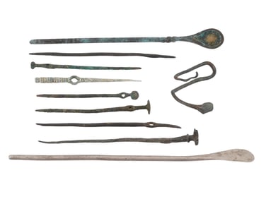 ANCIENT ROMAN BRONZE MEDICAL BRONZE AND SILVER TOOLS