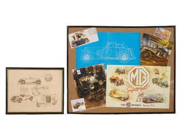 VINTAGE FRAMED MORRIS GARAGES AUTOMOTIVE DISPLAY PIECES