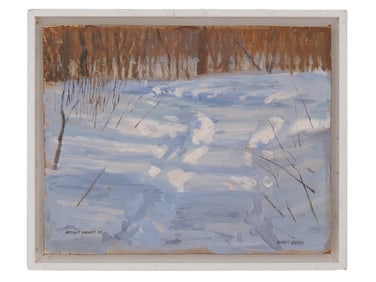 MODERN PAINTING SIGNED BENNETT VADNAIS WINTER SCENE