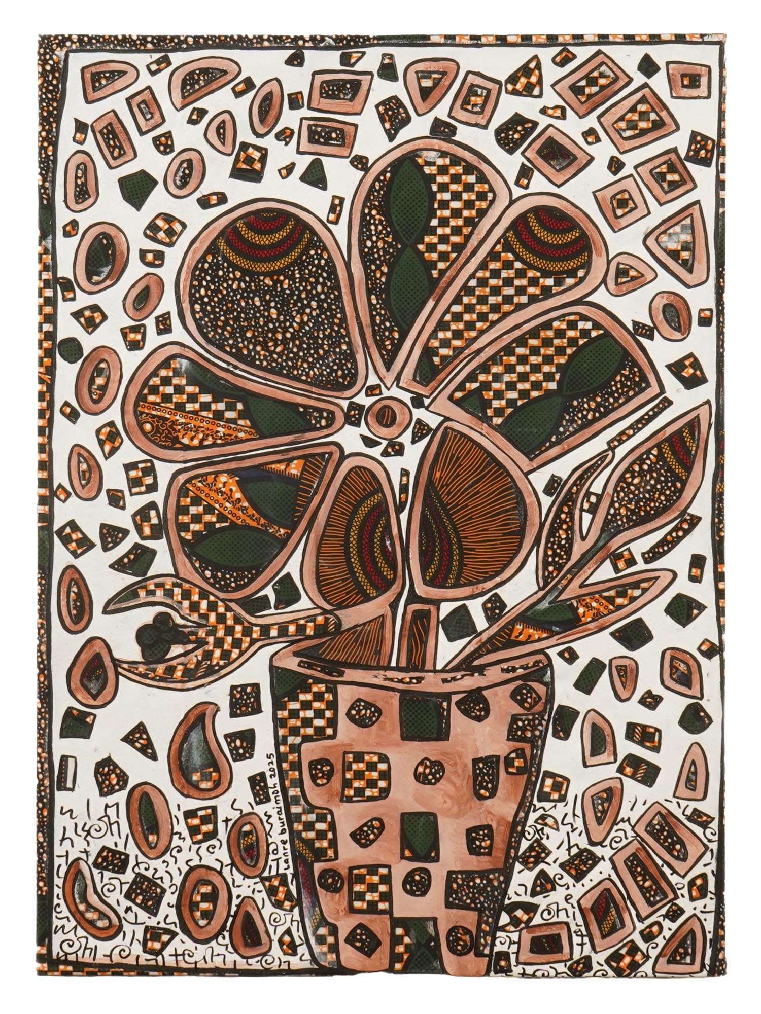 LANRE BURAIMOH NIGERIAN PAINTING ON FABRIC W COA (1 of 6)