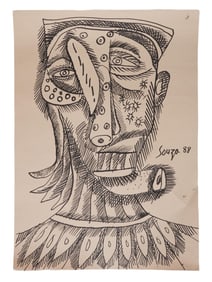 AFTER FN SOUZA INDIAN MODERNIST PAINTING ON PAPER