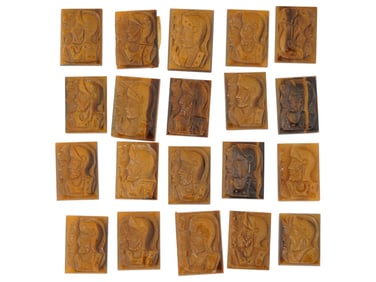 COLLECTION OF PORTRAIT CARVED TIGERS EYE STONE CAMEOS