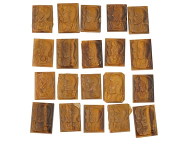 VINTAGE ANTIQUE HAND CARVED TIGERS EYE PROFILE CAMEOS