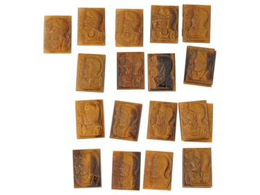 COLLECTION OF PORTRAIT CARVED TIGERS EYE CAMEOS