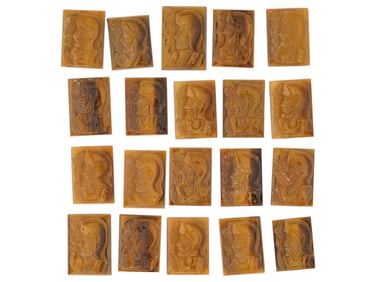 COLLECTION OF PORTRAIT CARVED TIGERS EYE STONE CAMEOS