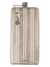 VINTAGE ART DECO MANNER PS CO 16 OZ ETCHED FLASK