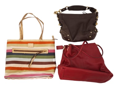 GROUP OF VINTAGE COACH BRAND HANDBAGS OF VARIOUS STYLES