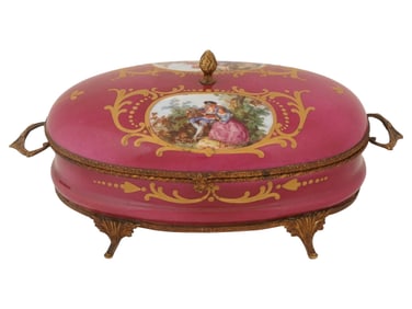EARLY 20TH C FRENCH FBS PORCELAIN JEWELRY BOX