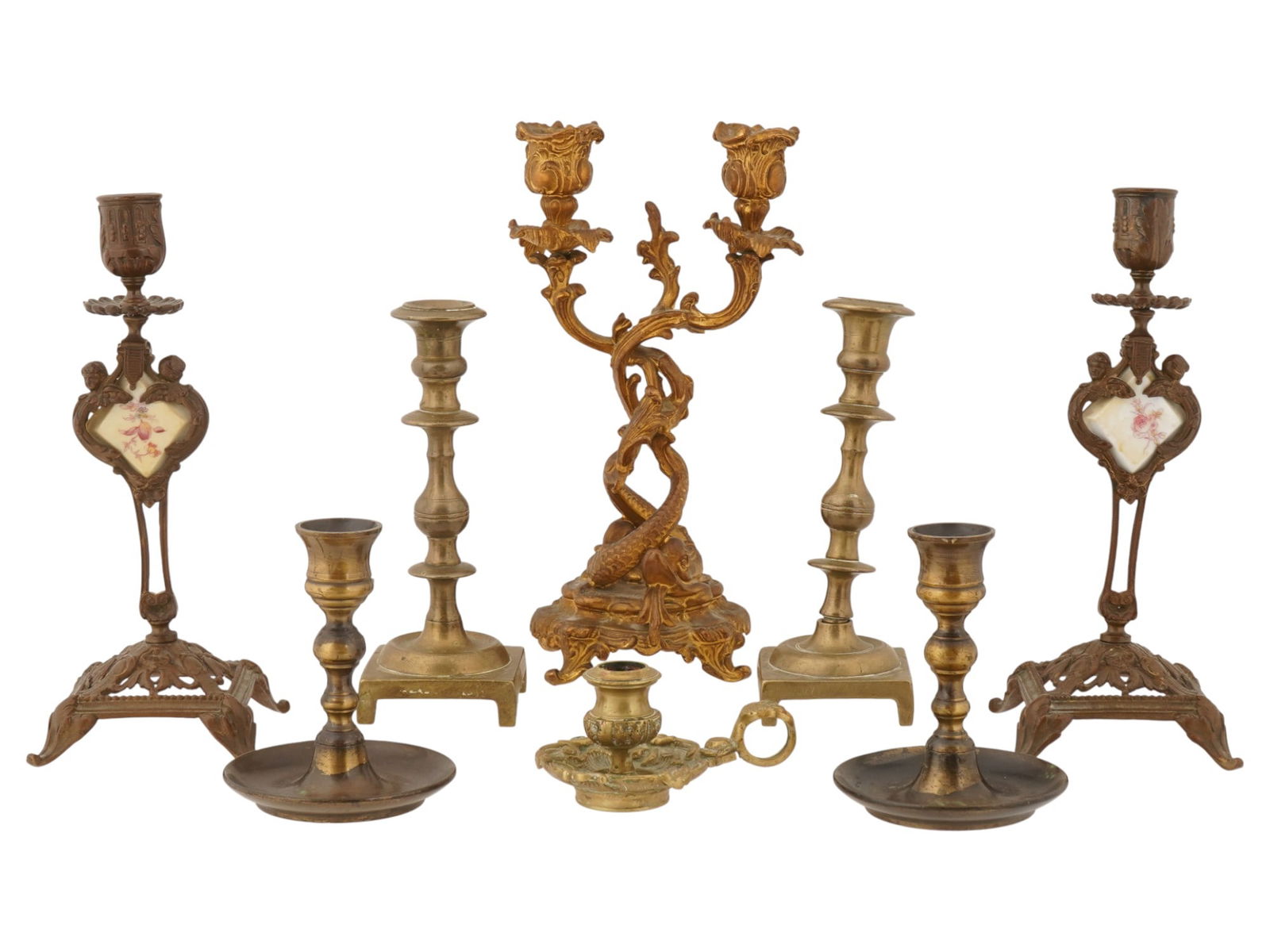 ANTIQUE AND VINTAGE BRASS AND BRONZE CANDLE HOLDERS (1 of 11)