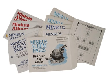 VINTAGE MINKUS STAMP ALBUM SUPPLEMENTS AND PAGES