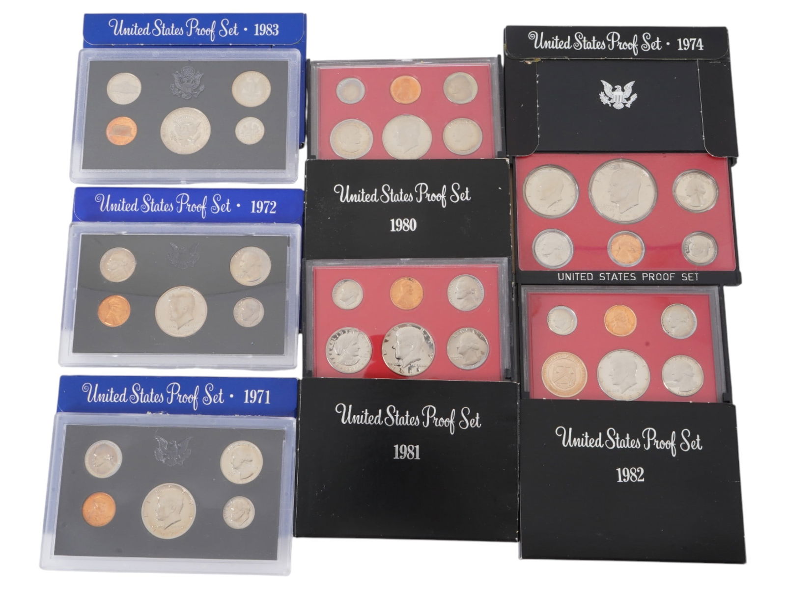 1970S AND 1980S UNITED STATES PROOF SETS OF COINS (1 of 3)