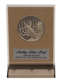 1973 USA FRANKLIN MINT HANUKKAH PROOF SILVER MEDAL